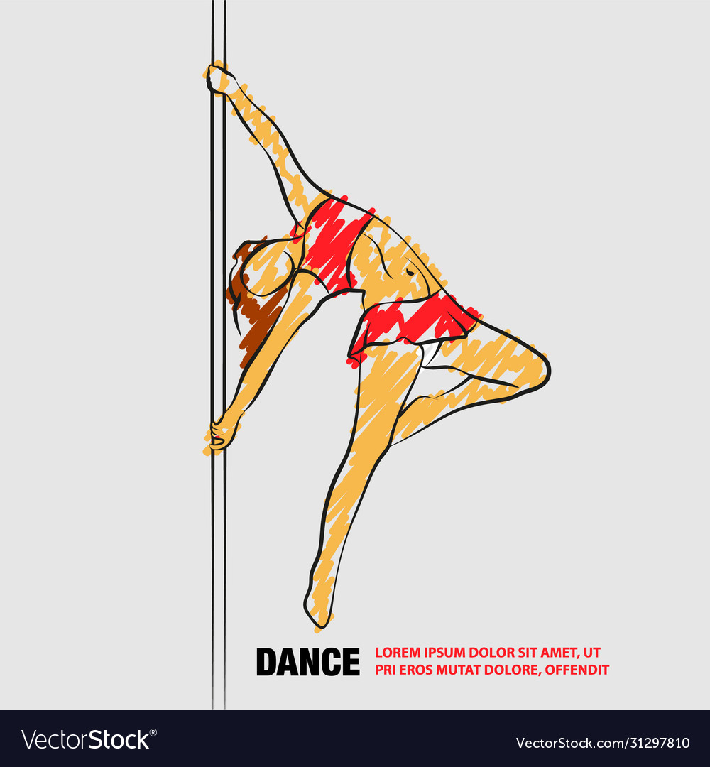 Girl on pole outline dance