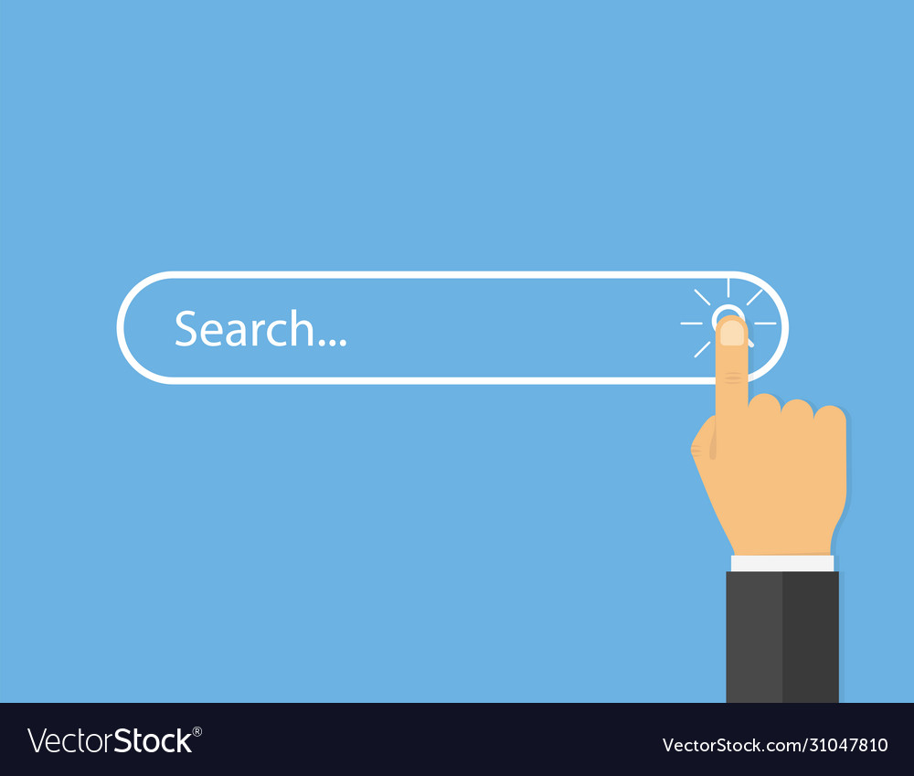 Hand clicking search frame multimedia interface vector image Hand clicking search frame multimedia interface