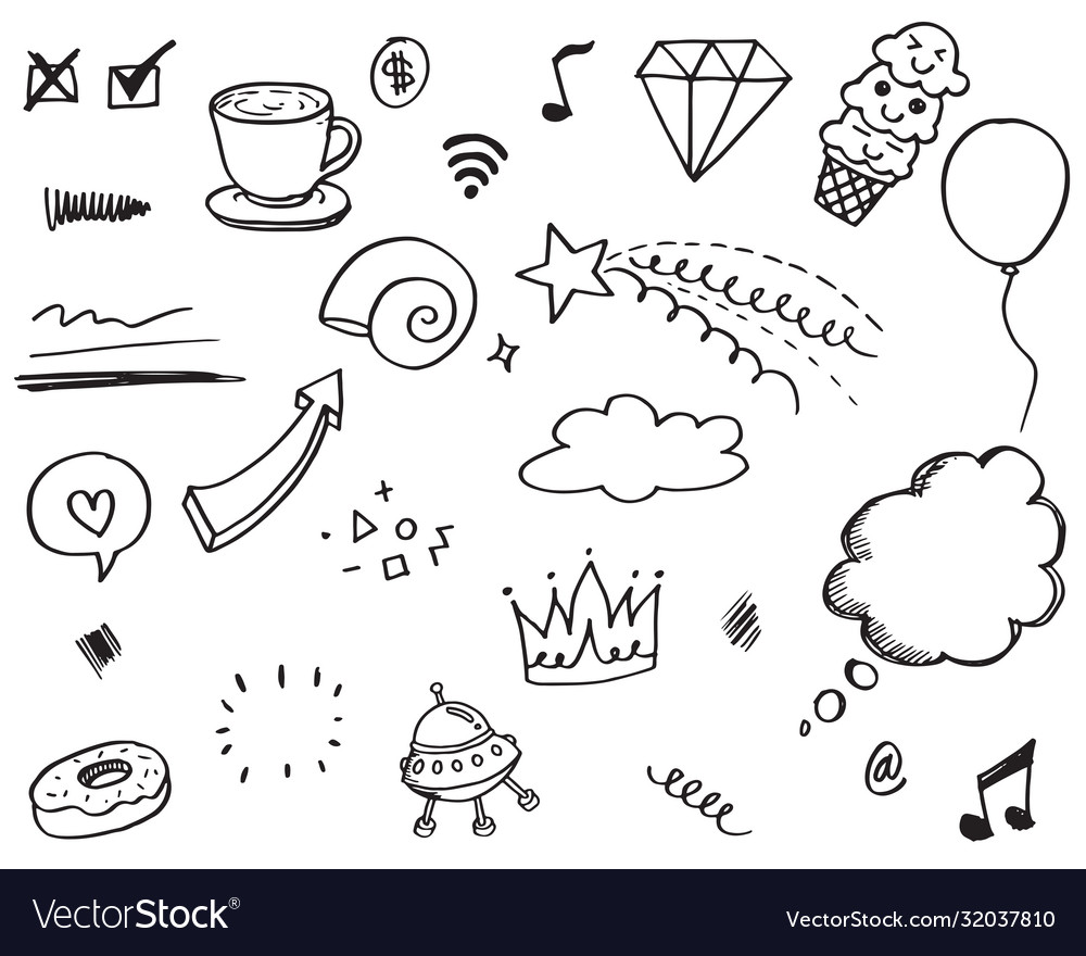 Hand drawn set elements for concept design vector image Hand drawn set elements for concept design