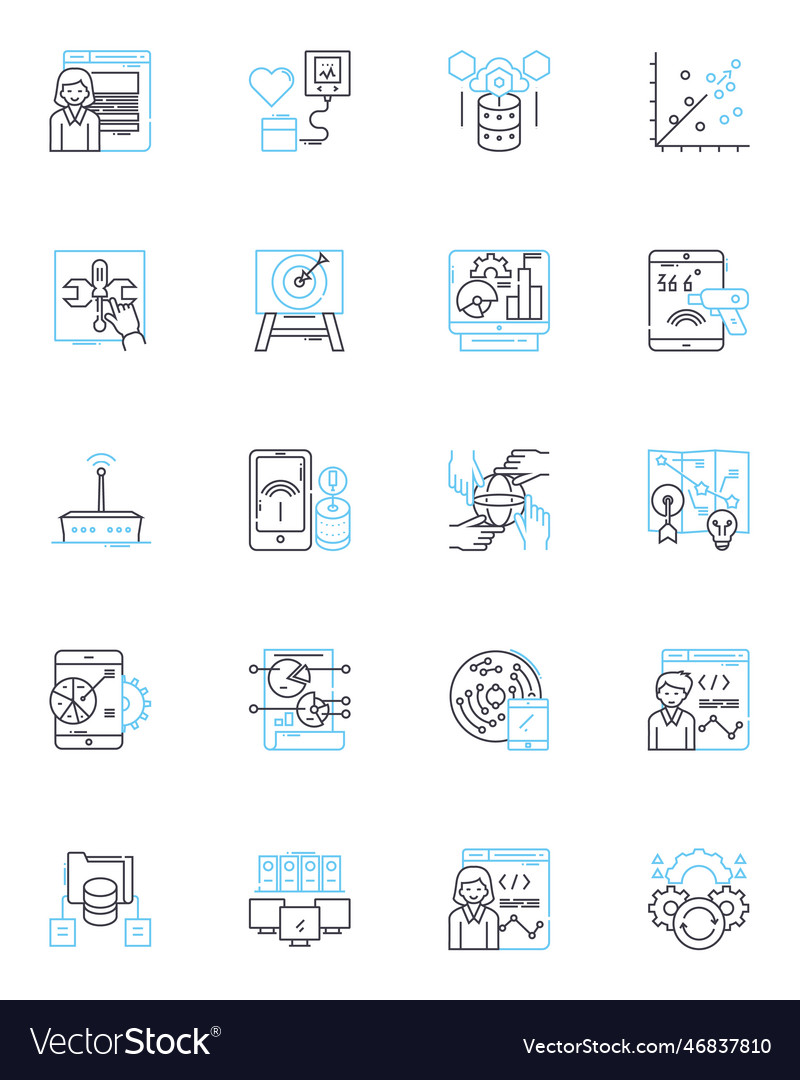 Knowledge organization linear icons set