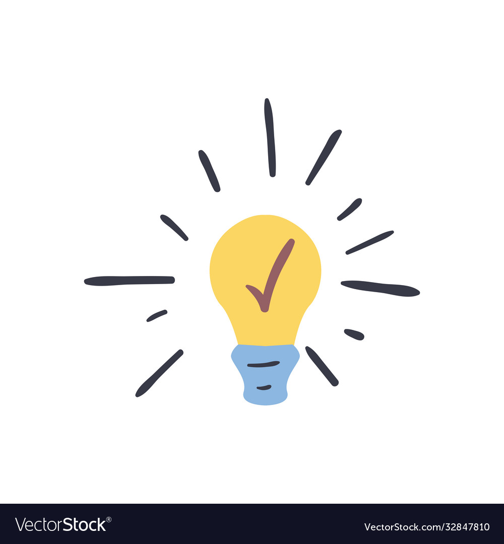 Light bulb with check mark line and fill style