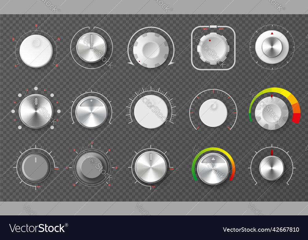 Metallic Dial Set - Round Adjustment Controls