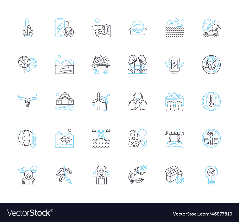 Natural linear icons set ecology organic Vector Image