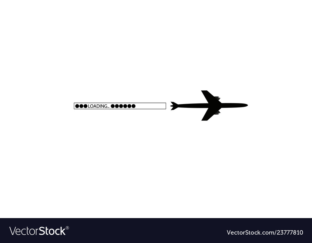 Progress loading bar with airplane the flying vector image Progress loading bar with airplane the flying