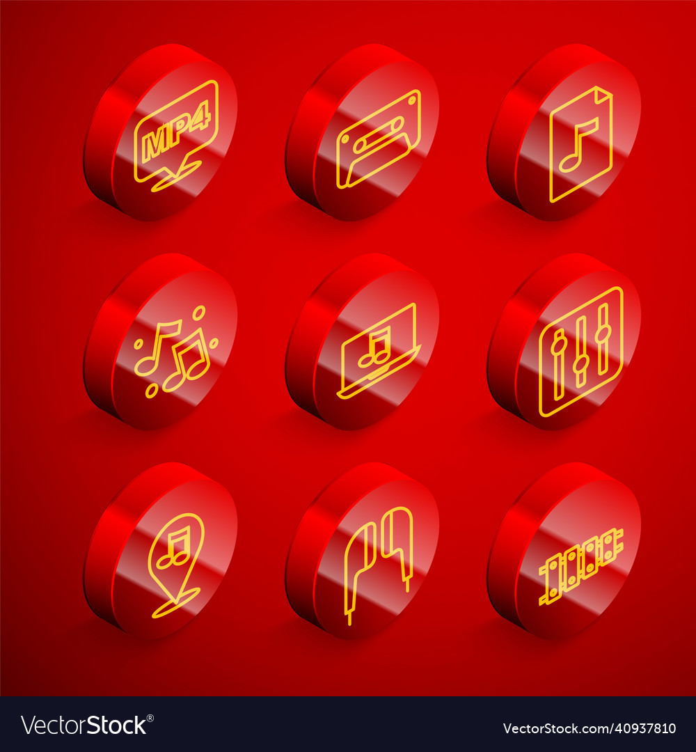 Set line mp4 file document retro audio cassette Vector Image Set line mp4 file document retro audio cassette