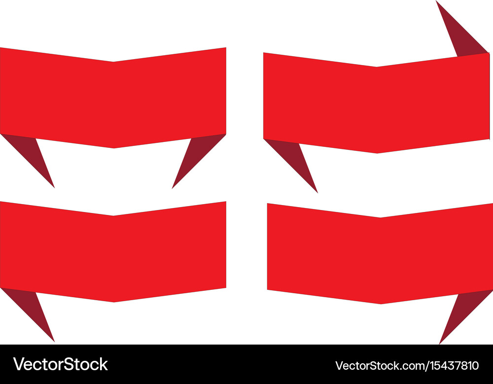 Set Red Banner Ribbon On White Background Vector Image