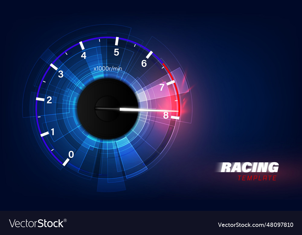 Speed motion background with fast speedometer car Vector Image