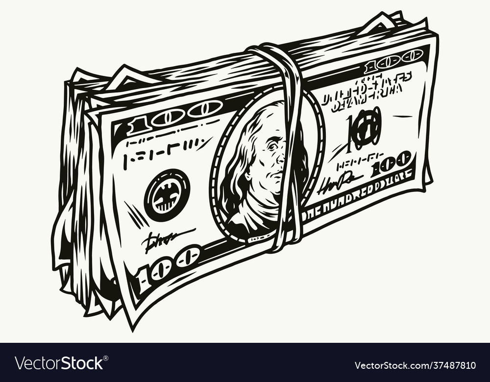 Stack dollar bills Royalty Free Vector Image - VectorStock