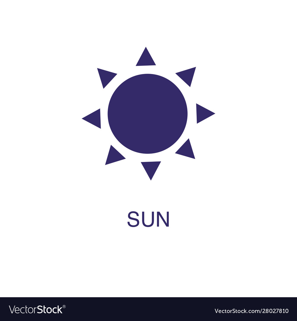 Sun element in flat simple style on white