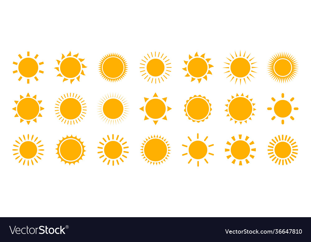 Sun icon set Royalty Free Vector Image - VectorStock