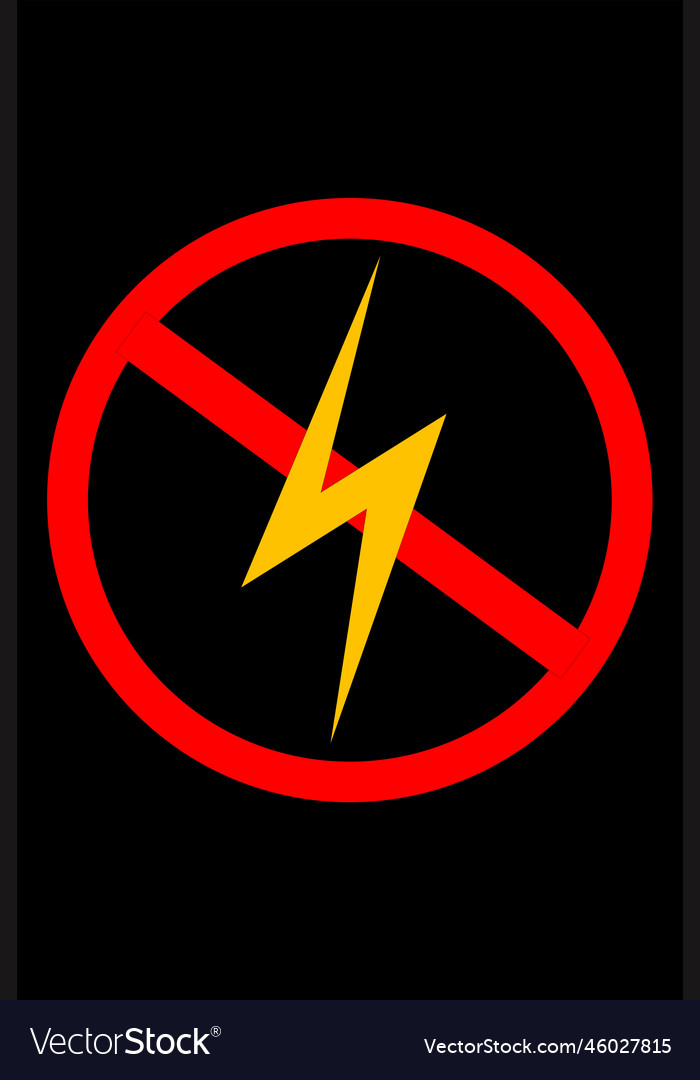 A symbol sign no electricity in red circle