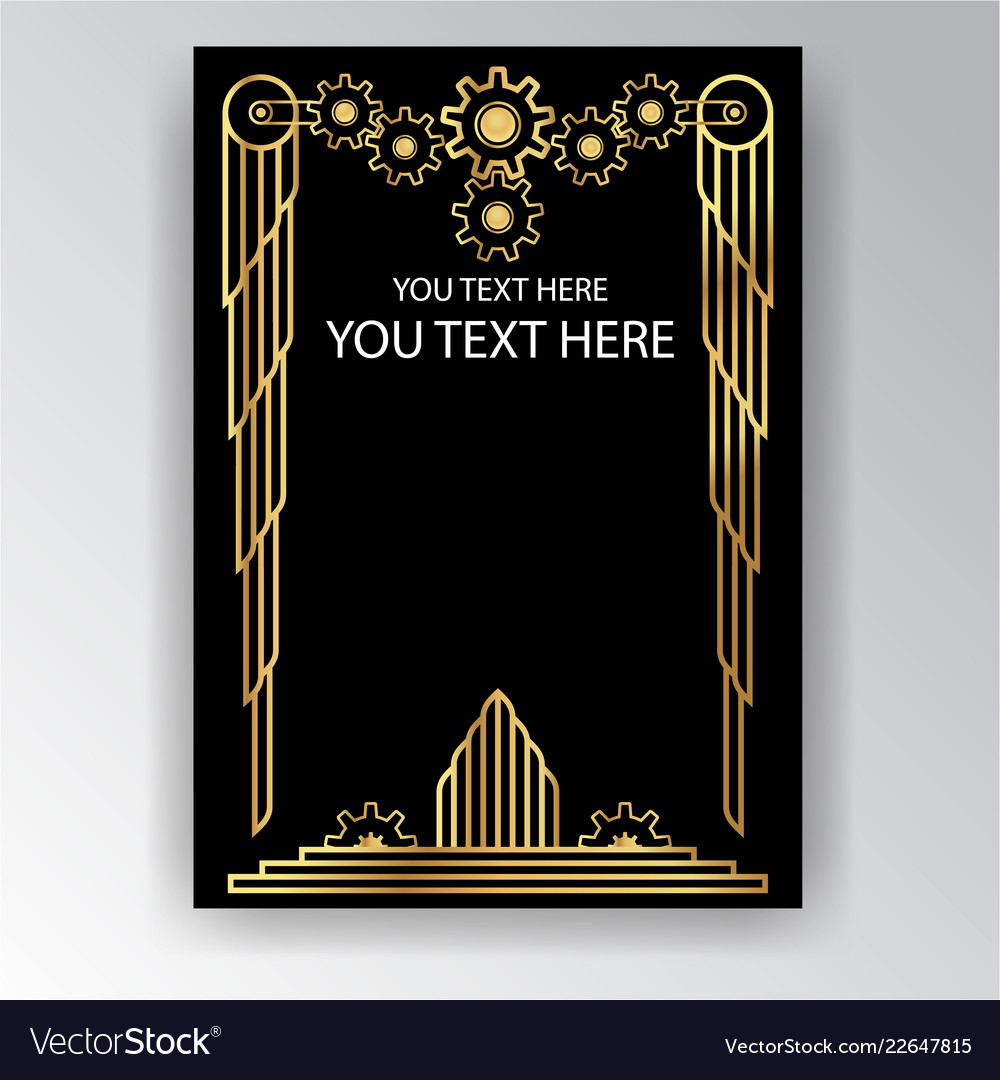 Art Deco Template Golden Black A4 Page Menu Card Vector Image