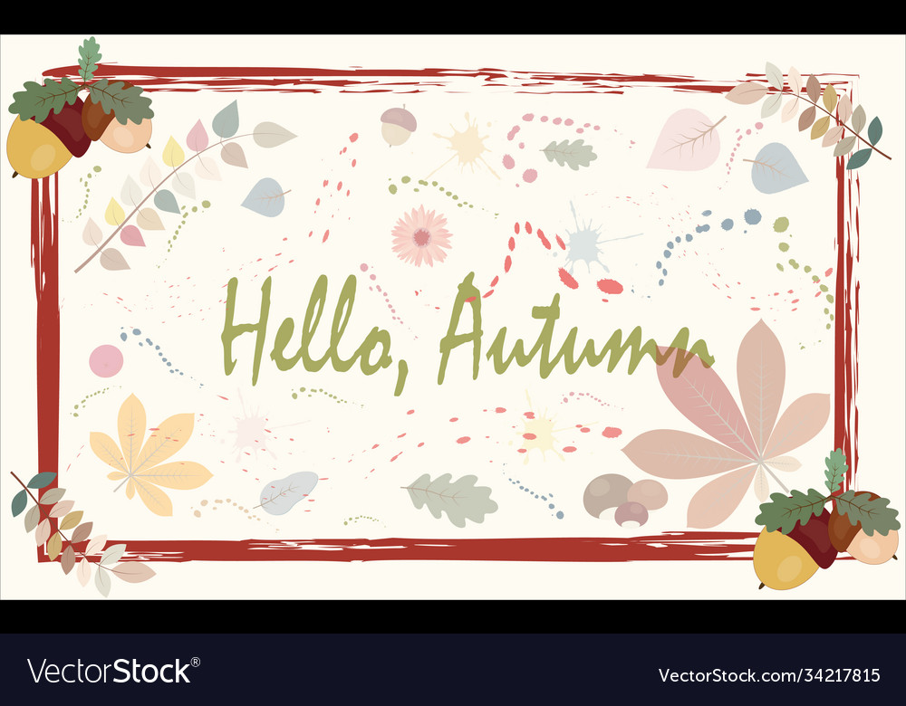 Banner with inscription hello autumn can