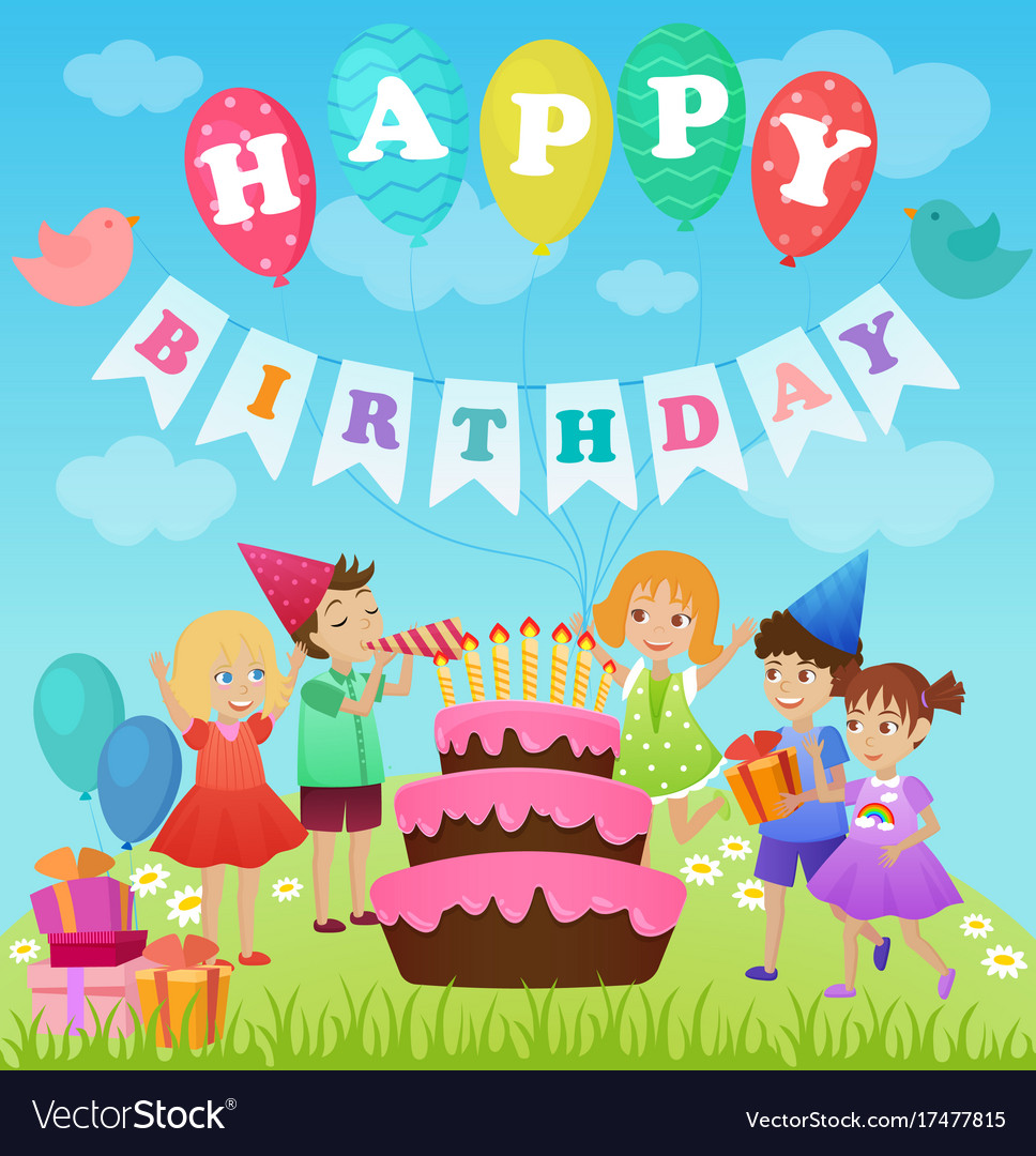 Birthday party for kids cartoon Royalty Free Vector Image