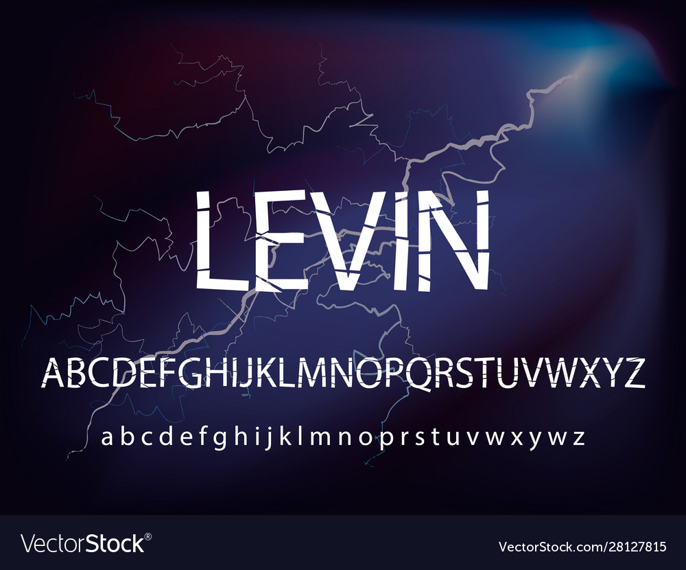 Broken lightning alphabet font typography