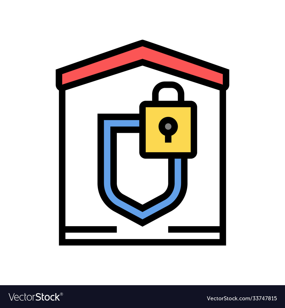 Building padlock security color icon
