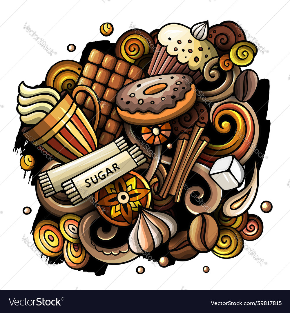 Cartoon doodles coffee house vector image Cartoon doodles coffee house