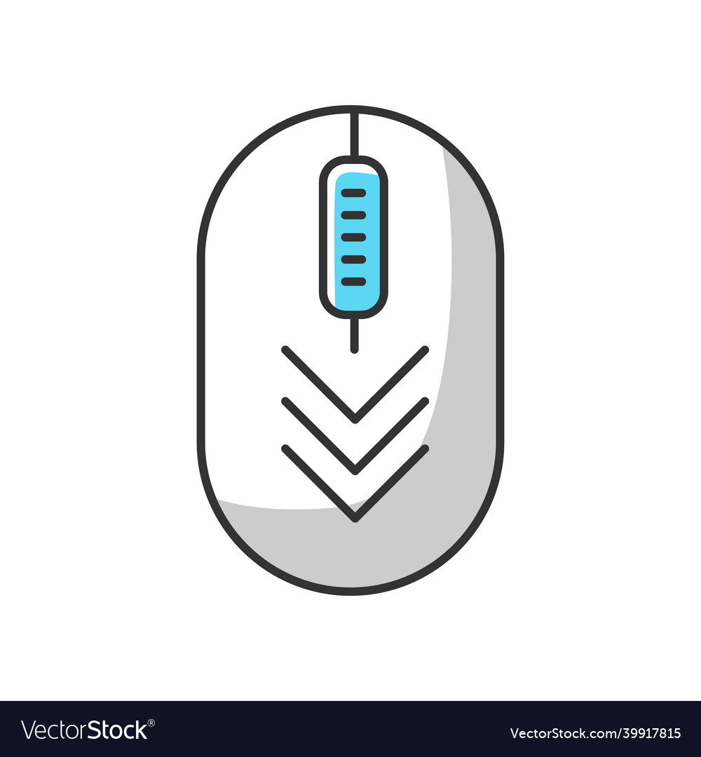 Computer mouse with down arrows white rgb color