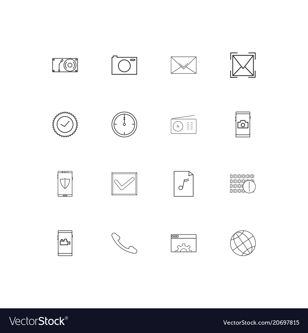 Devices simple linear icons set outlined