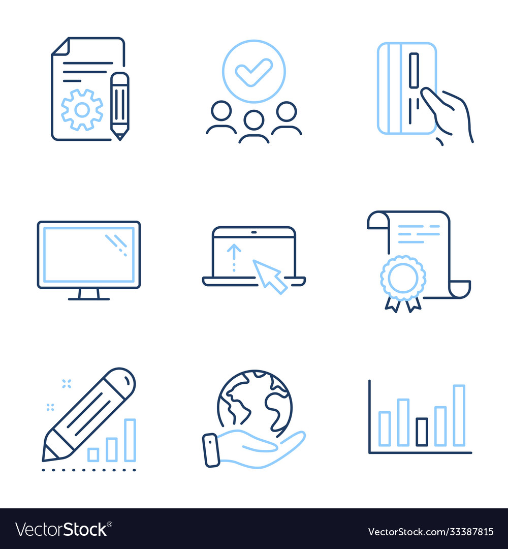 Dokumentationsmonitor und Statistiksymbole bearbeiten vector image Dokumentationsmonitor und Statistiksymbole bearbeiten