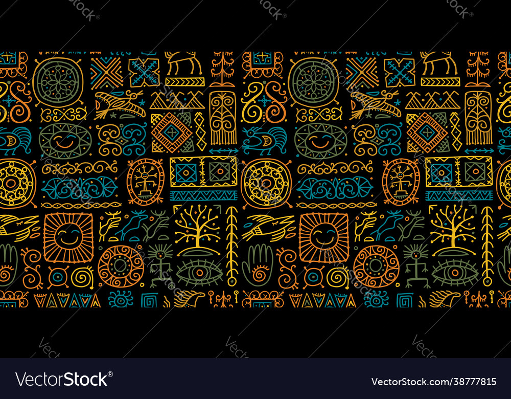 Ethnic handmade ornament folk vintage symbols Vector Image