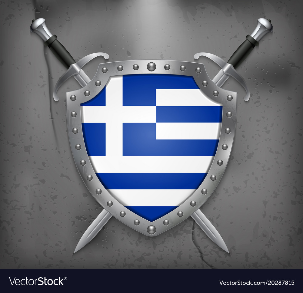 Flag greece shield with national flag two Vector Image