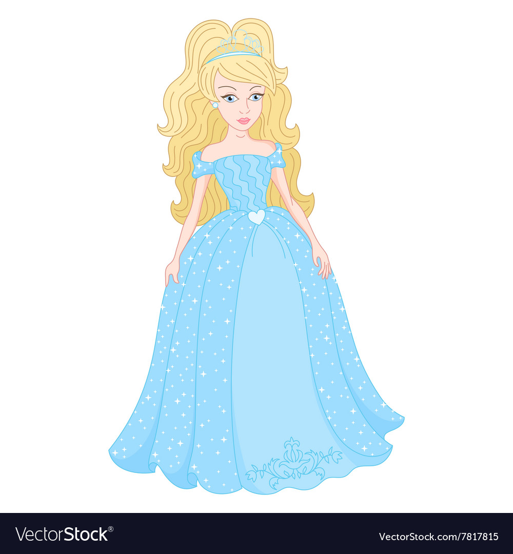 Gentle Princess In Shine Cyan Dress With Spangles Vector Image