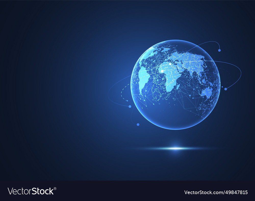 Global network connection world map point vector image Global network connection world map point