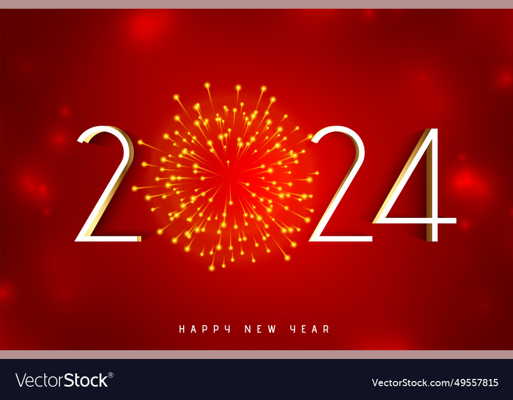 Happy new year 2024 firework celebration Vector Image