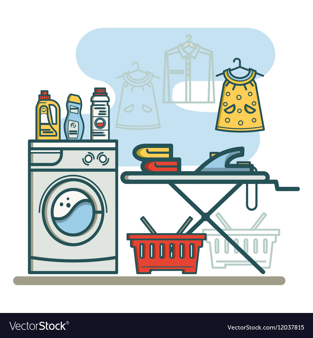 Laundry room linear Royalty Free Vector Image - VectorStock