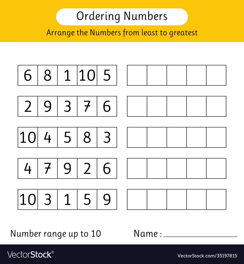 Ordering numbers worksheet arrange Royalty Free Vector Image ordering-numbers-worksheet-arrange-royalty-free-vector-image