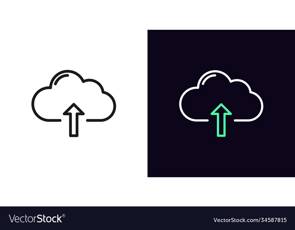 Outline-White Upload-Symbol lineare Cloud-Speicher