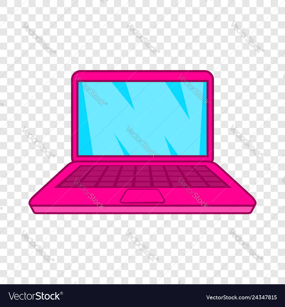 Pink laptop icon in cartoon style Royalty Free Vector Image