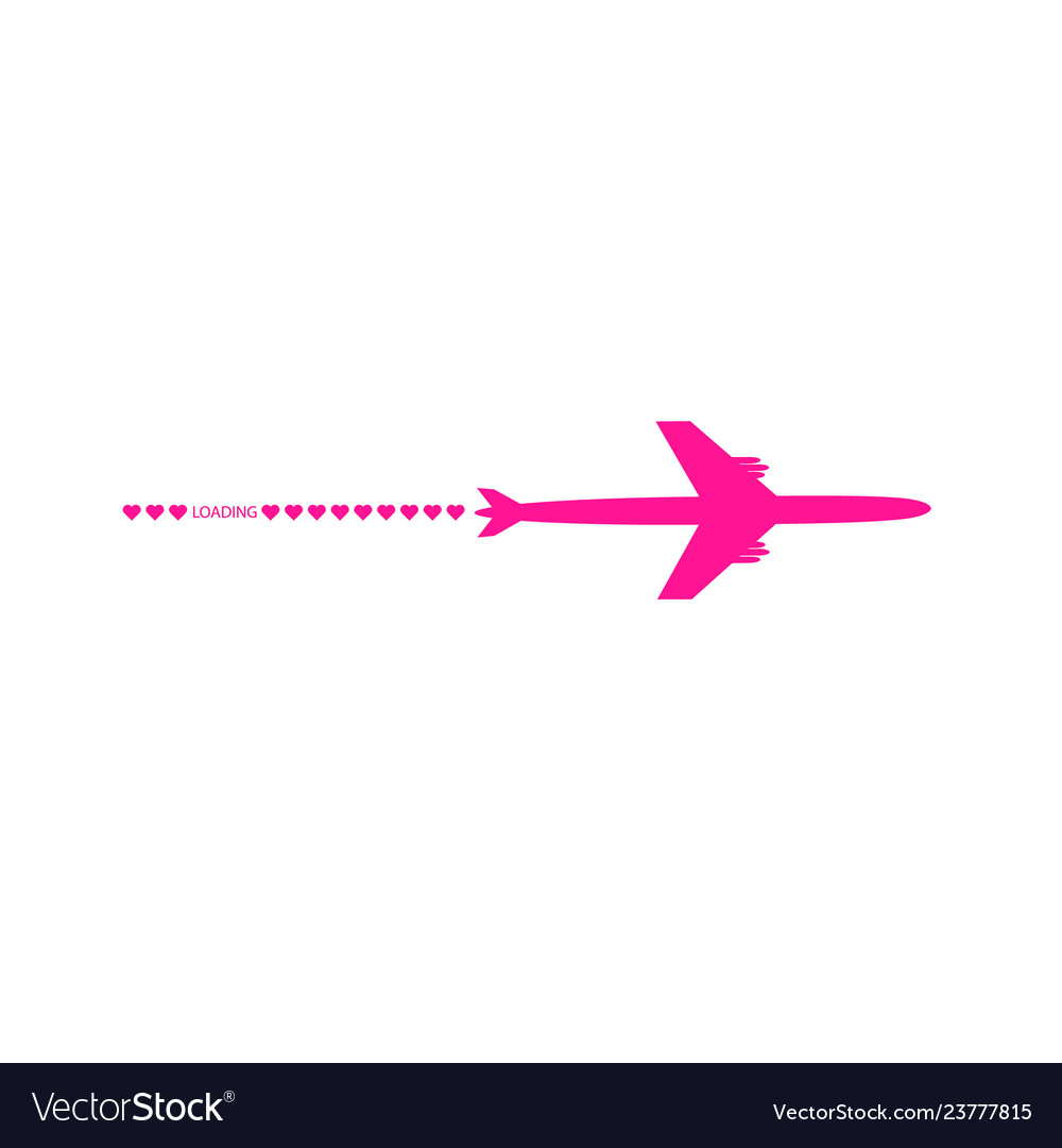 Progress loading bar with airplane and hearts vector image Progress loading bar with airplane and hearts