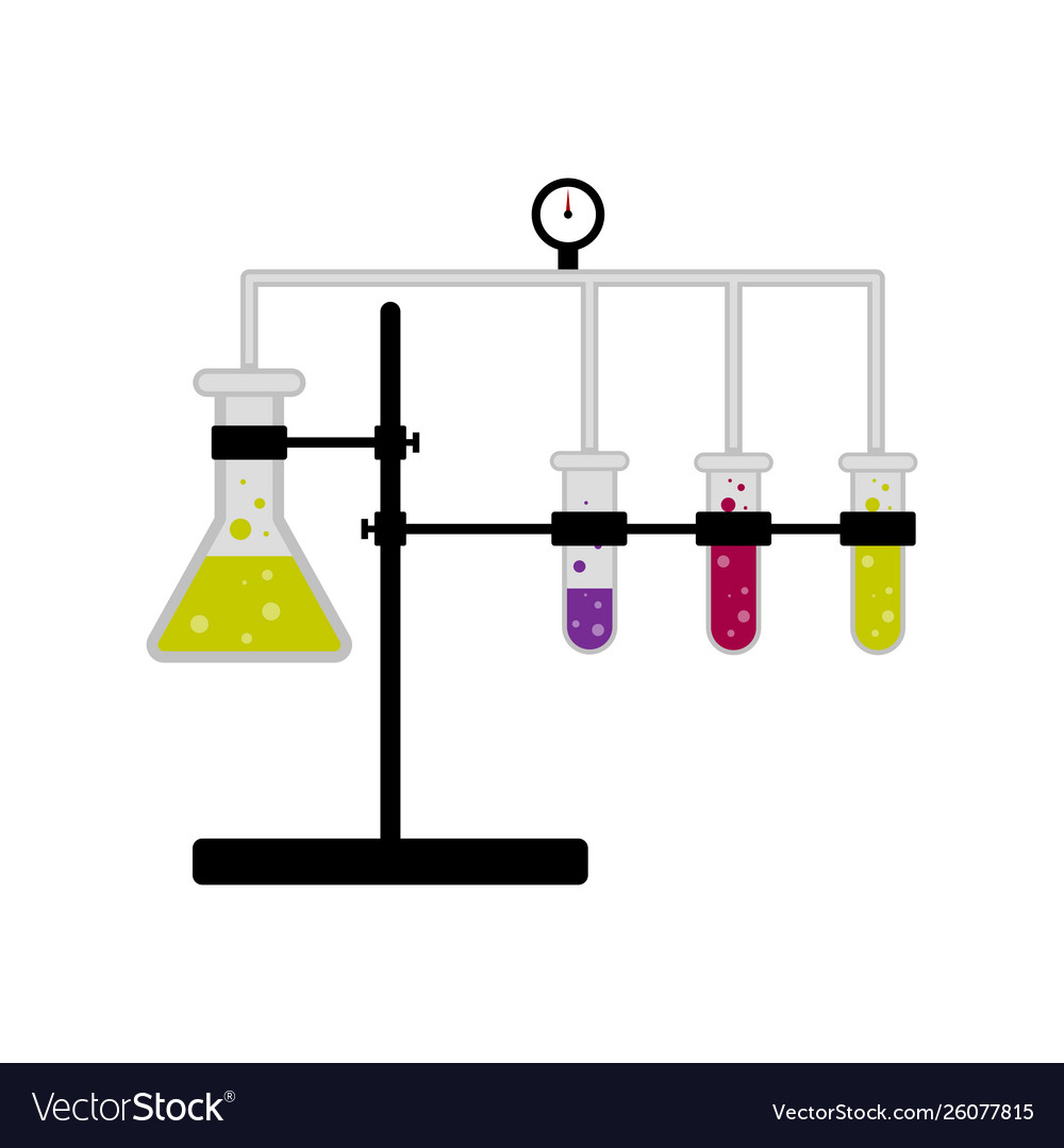 Science experiment with different flasks