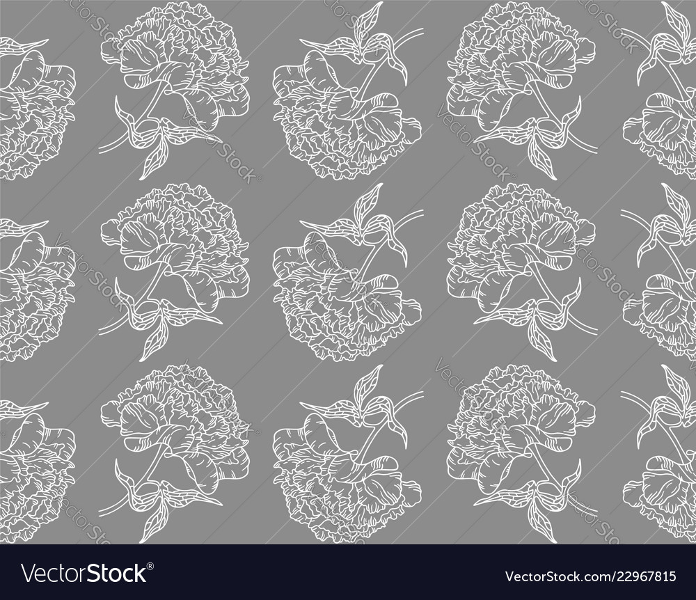 Seamless pattern with peonies on gray background vector image Seamless pattern with peonies on gray background