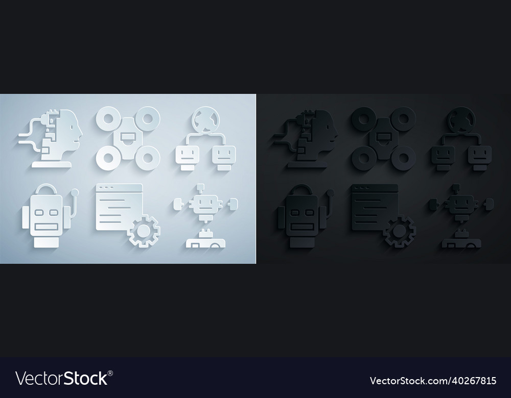 Set computer api interface artificial vector image Set computer api interface artificial
