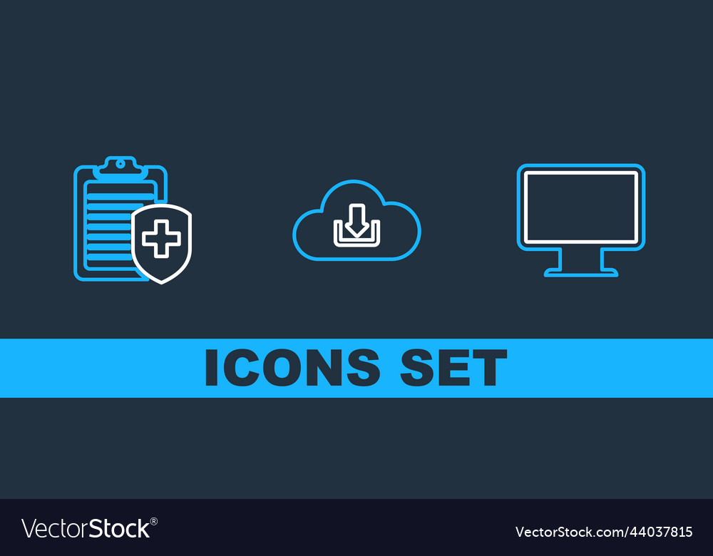 Set line computer monitor screen clipboard vector image Set line computer monitor screen clipboard