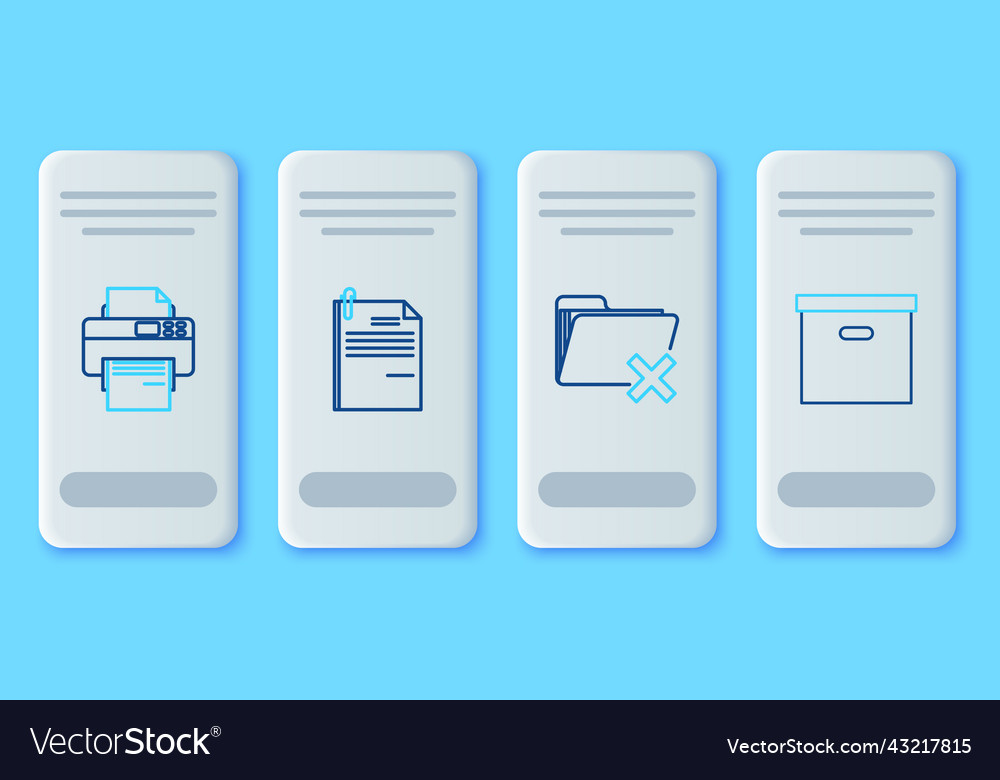 Set line file document and paper clip delete vector image Set line file document and paper clip delete