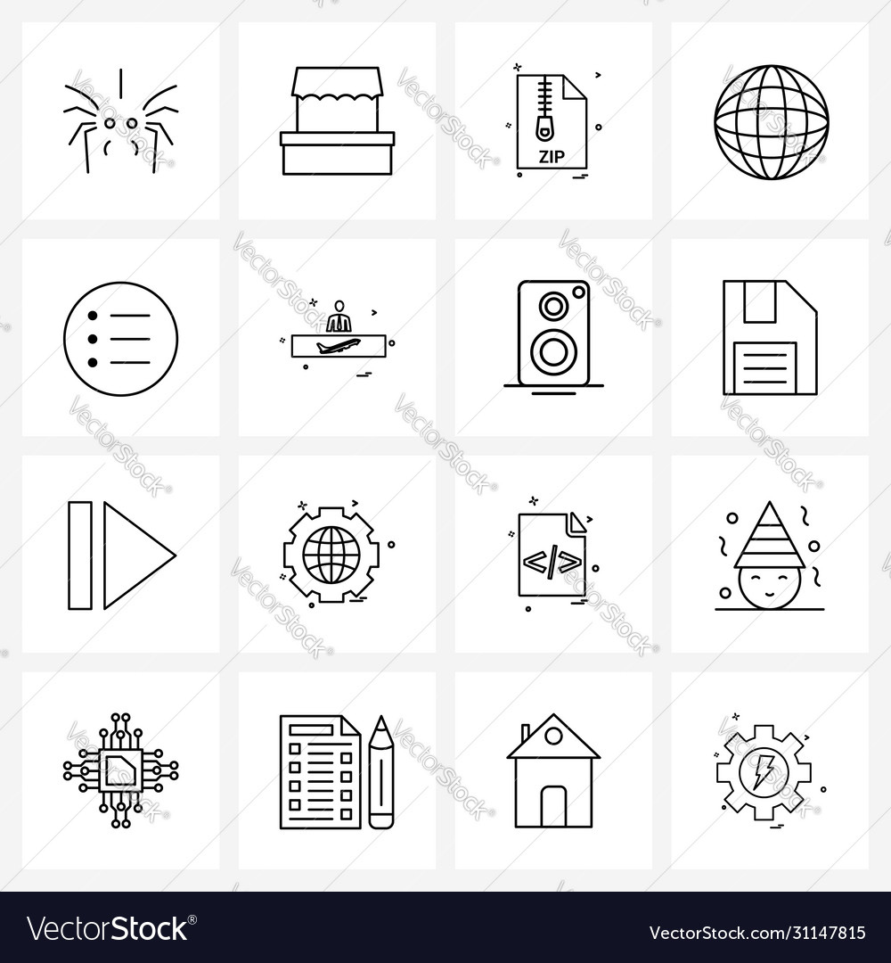 Einfache Set 16 Zeilensymbole wie Text Web-Datei