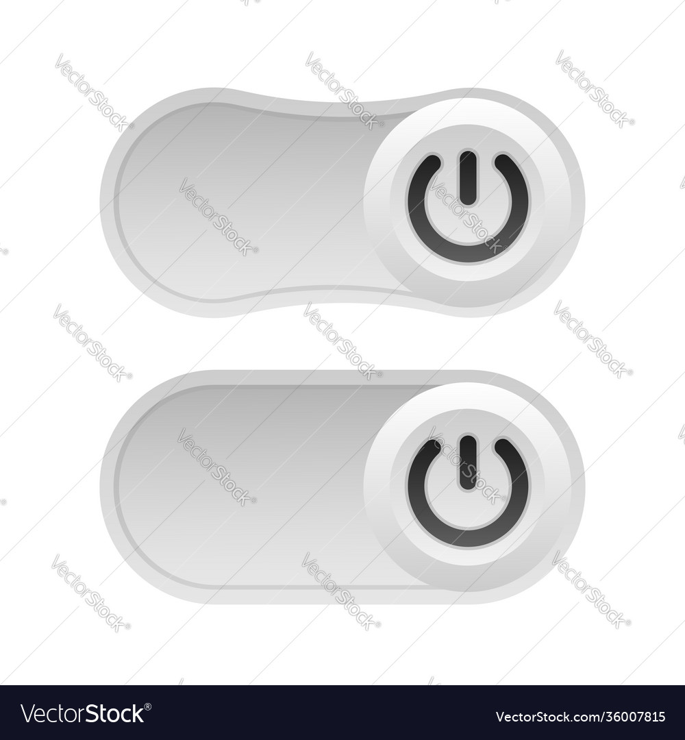 Toggle switch on and off white background vector image Toggle switch on and off white background