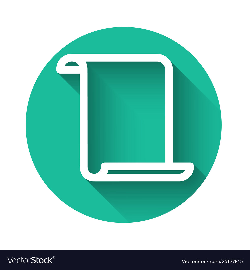 White paper scroll icon isolated with long shadow vector image White paper scroll icon isolated with long shadow