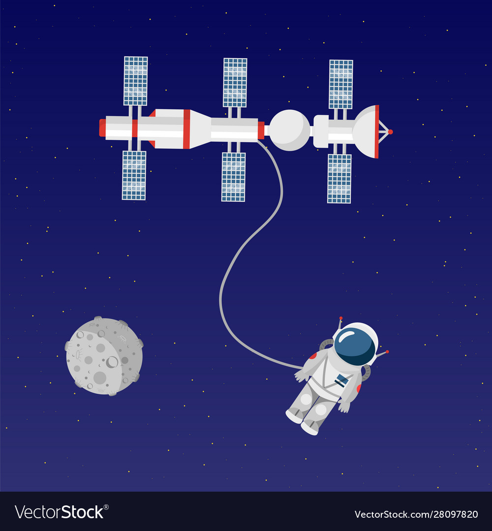 Astronaut in open space flat vector image Astronaut in open space flat