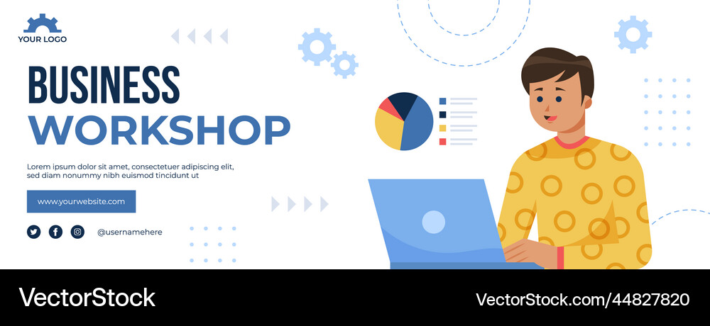 Business workshop flat marketing pack cover Vector Image