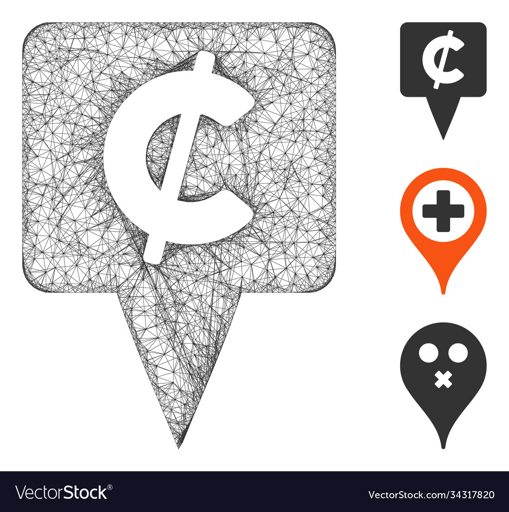 Cent map pointer polygonal web mesh vector image Cent map pointer polygonal web mesh