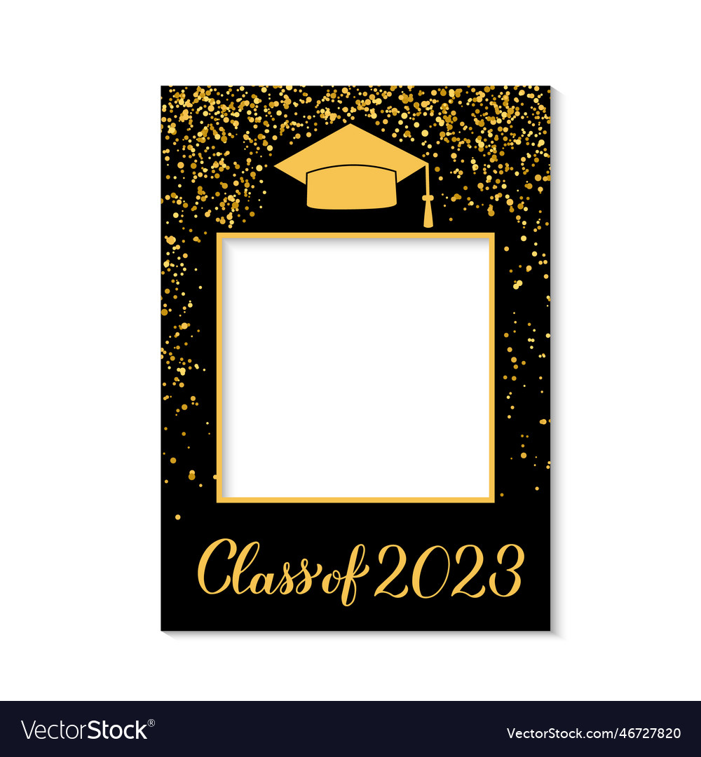 Class of 2023 photo booth frame graduation cap Vector Image