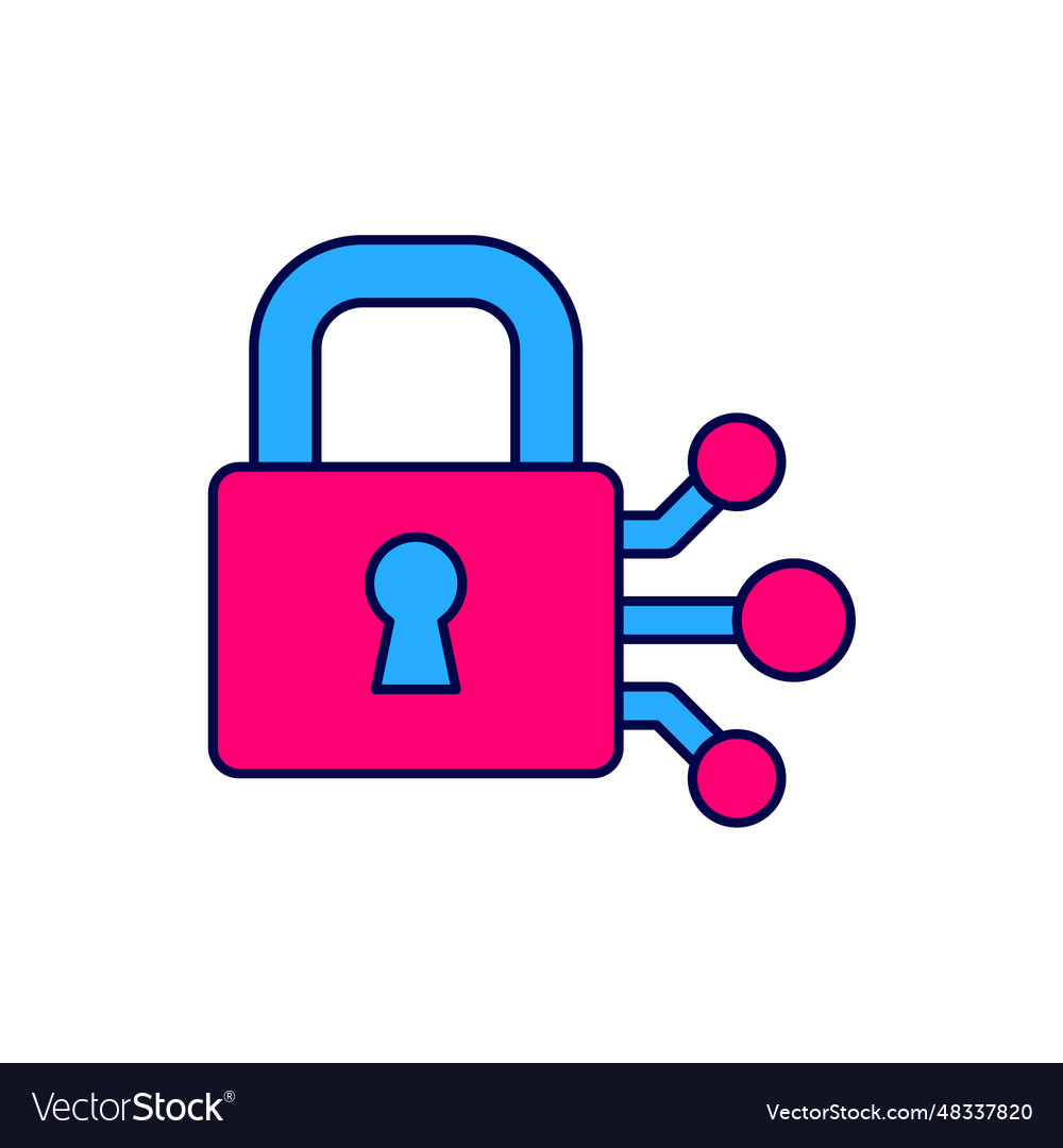 Filled outline lock with bitcoin icon isolated