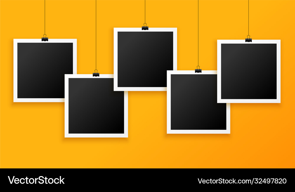 Five Hanging Photo Frames Royalty Free Vector Image