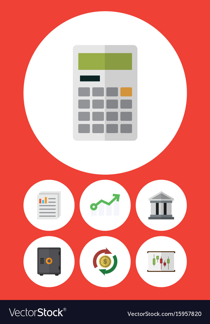 Flat icon incoming set of calculate strongbox