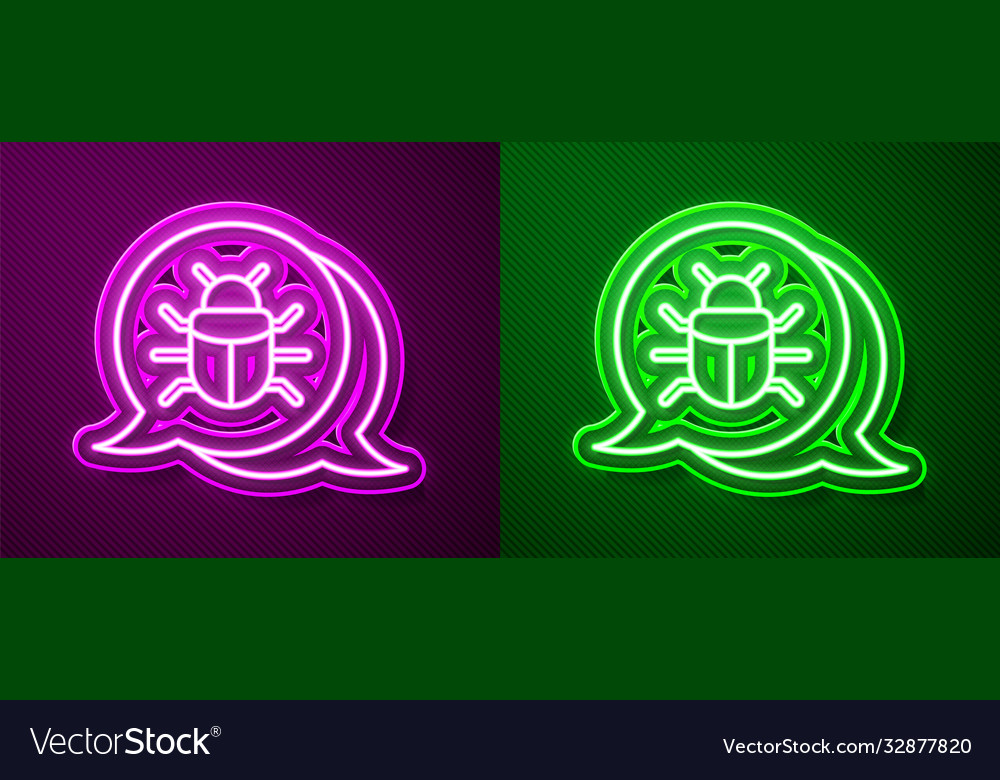 Glowing neon line system bug concept icon isolated